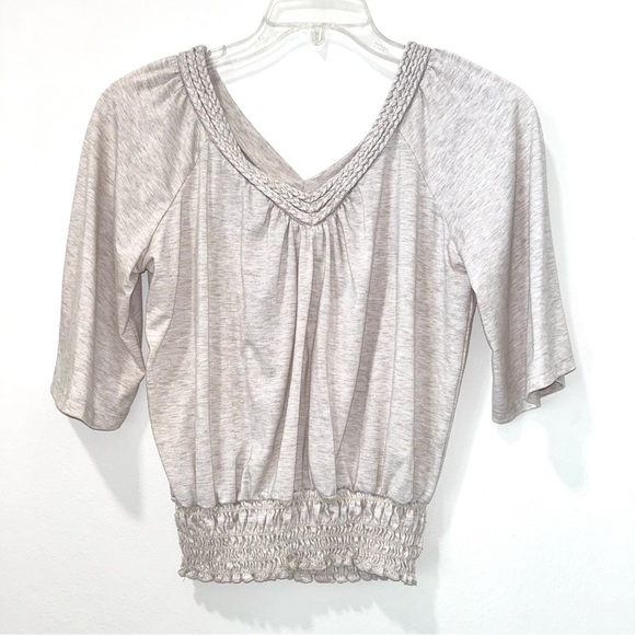 American Rag Tops - American Rag cream braided V-neck Top